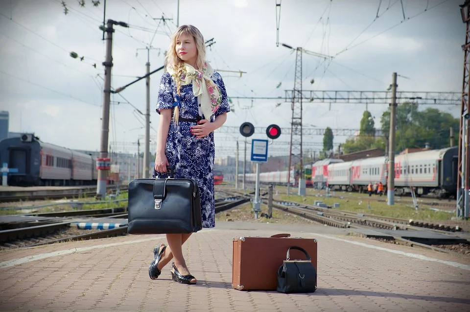 Station, Train, The Ussr, Vintage, Retro, Suitcase